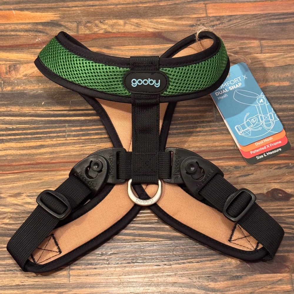 Gooby Comfort X Dual Snap Mesh Dog Harness Forest Green Large Choke-Free X-Frame